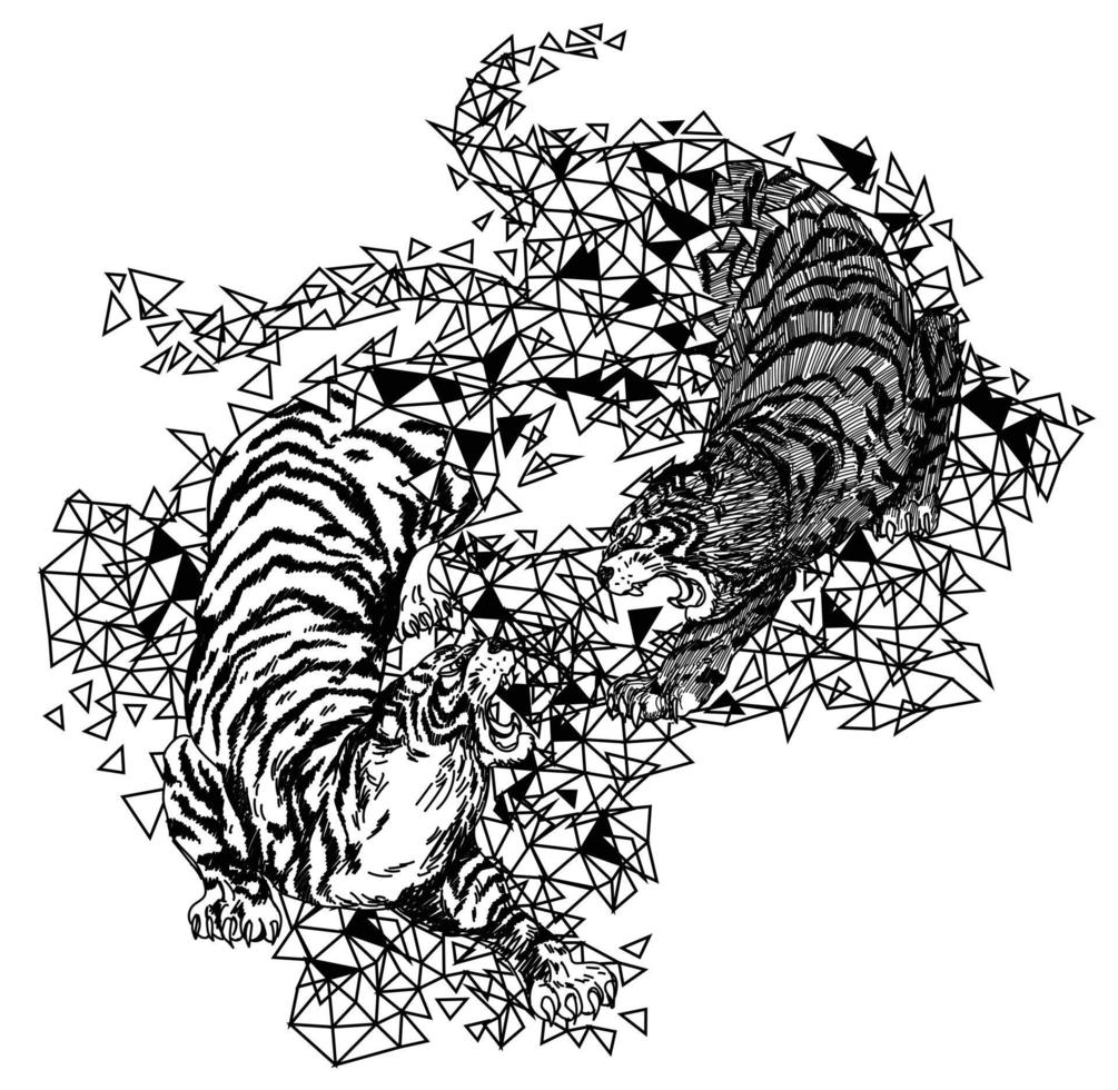 Tiger Vector Tattoo Design on White Background Stock Vector  Illustration  of design beauty 98417582