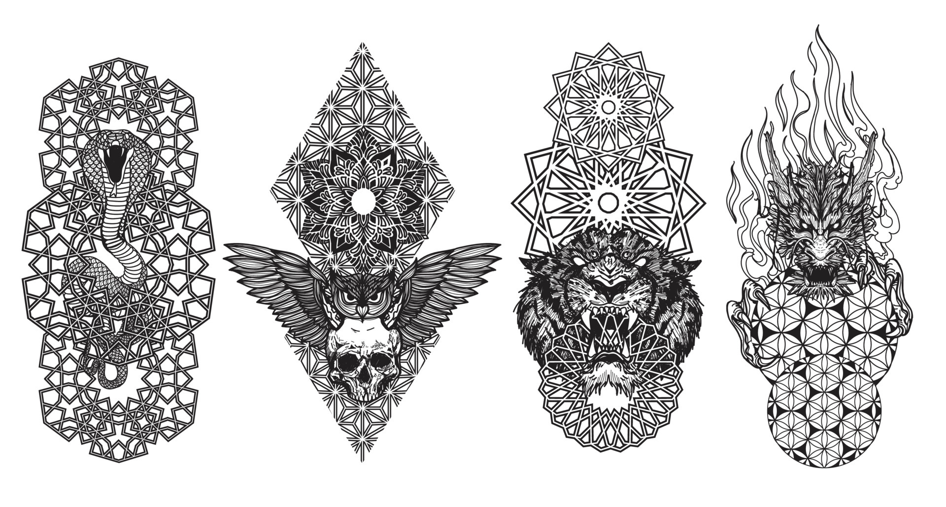 Tattoo art animal snake bird tiger and dragon hand drawing and sketch black and white 6006497 Vector Art at Vecteezy Tattoo art animal snake bird tiger and dragon hand drawing and sketch black and white 6006497 Vector Art at Vecteezy