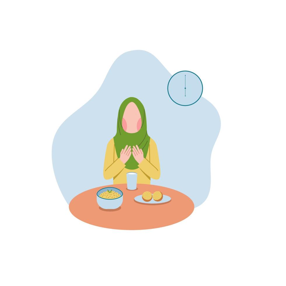 mujer musulmana ifthar vector