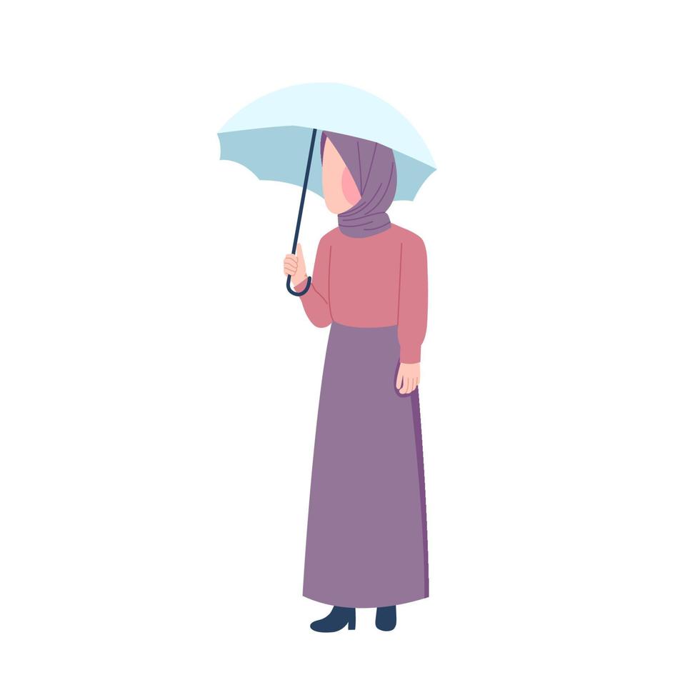 Hijab woman holding an umbrella vector