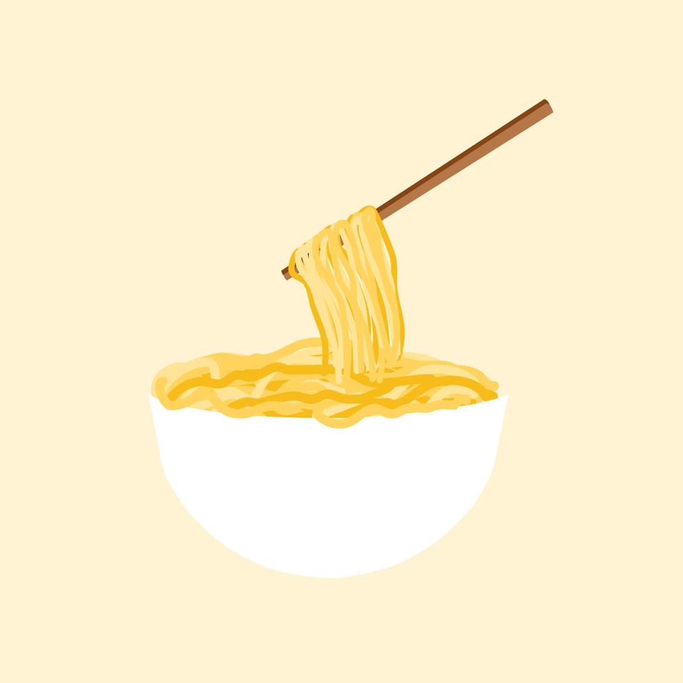 Noodles in bowl vector