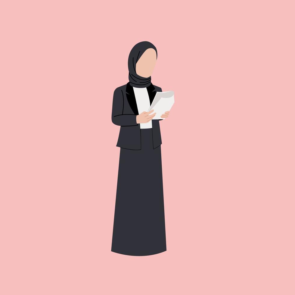 Hijab lawyer faceless character vector