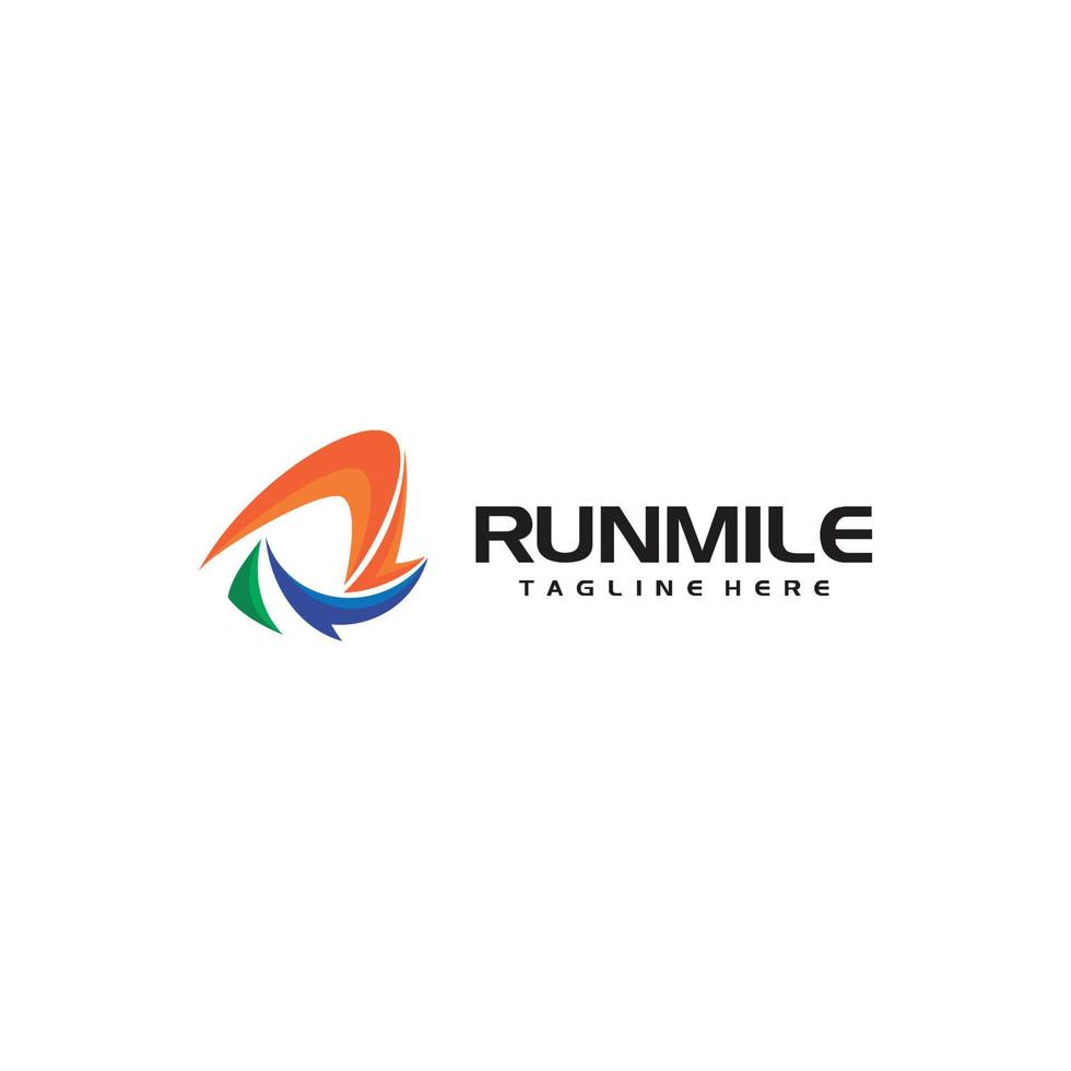 letter r runmile logo design template vector