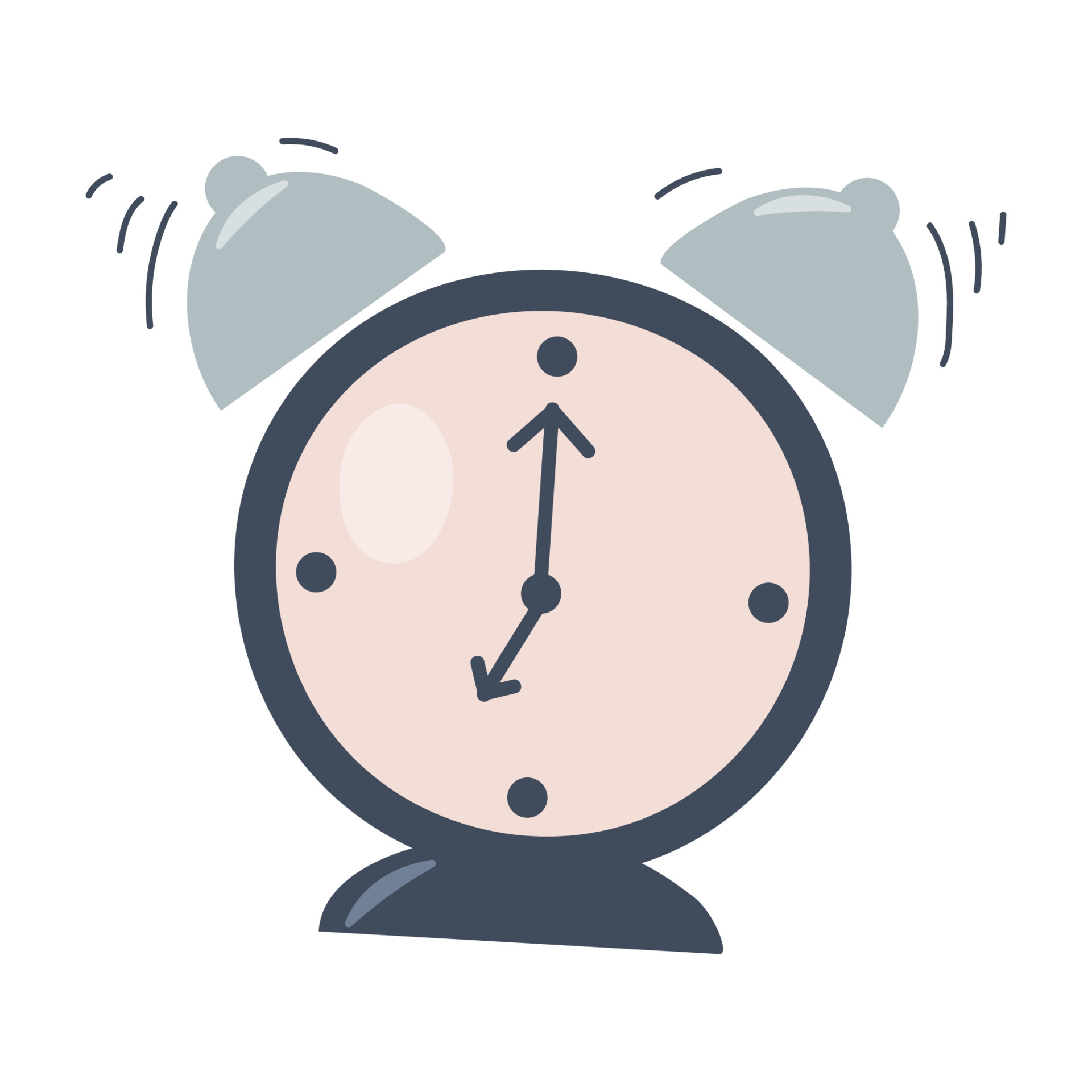 Alarm clock icon element decoration, morning early wake up symbol. Flat