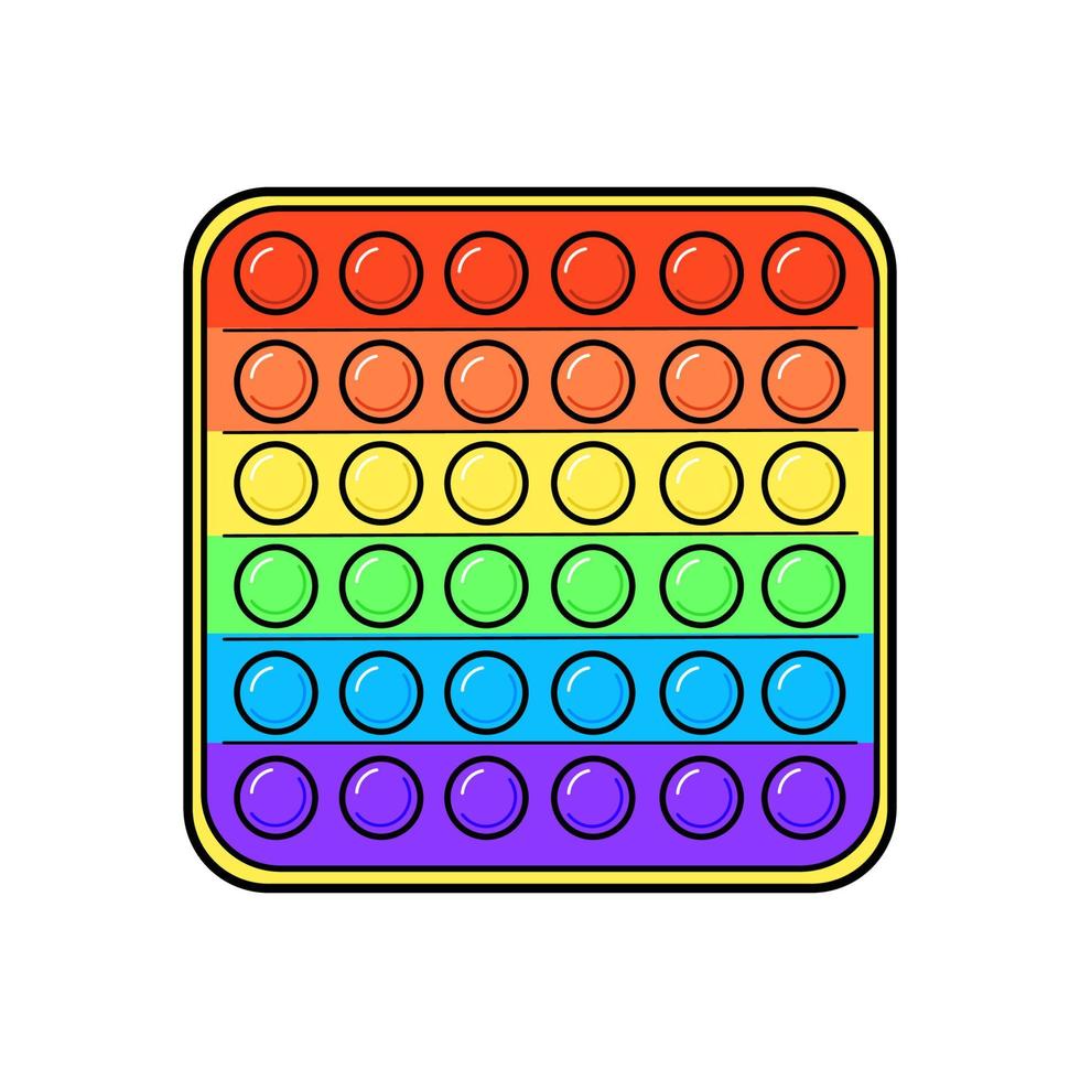 Pop it sensory trendy toy. Antistress fidget hand game for kids. Bubble popit square shape. Modern child gadget. Flat vector illustration isolated on white background