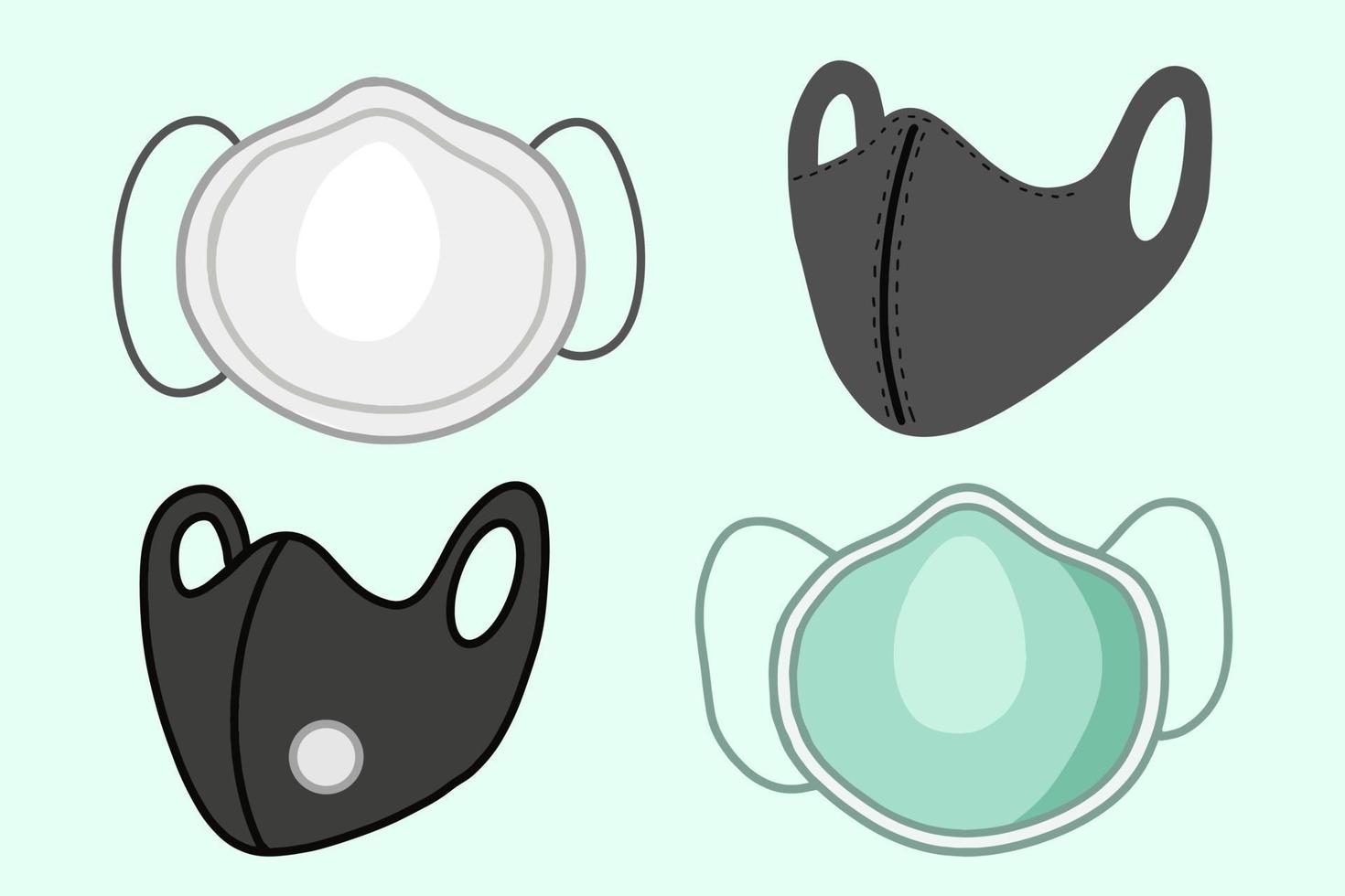 Set Medical Face Mask Wear for Health protocol illustration vector