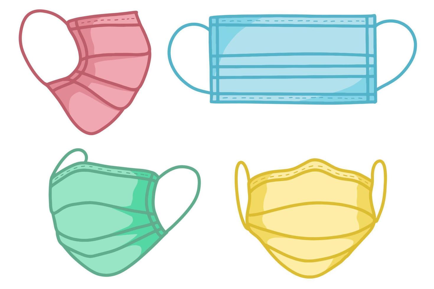 Set Medical Face Mask Wear for Health protocol illustration vector