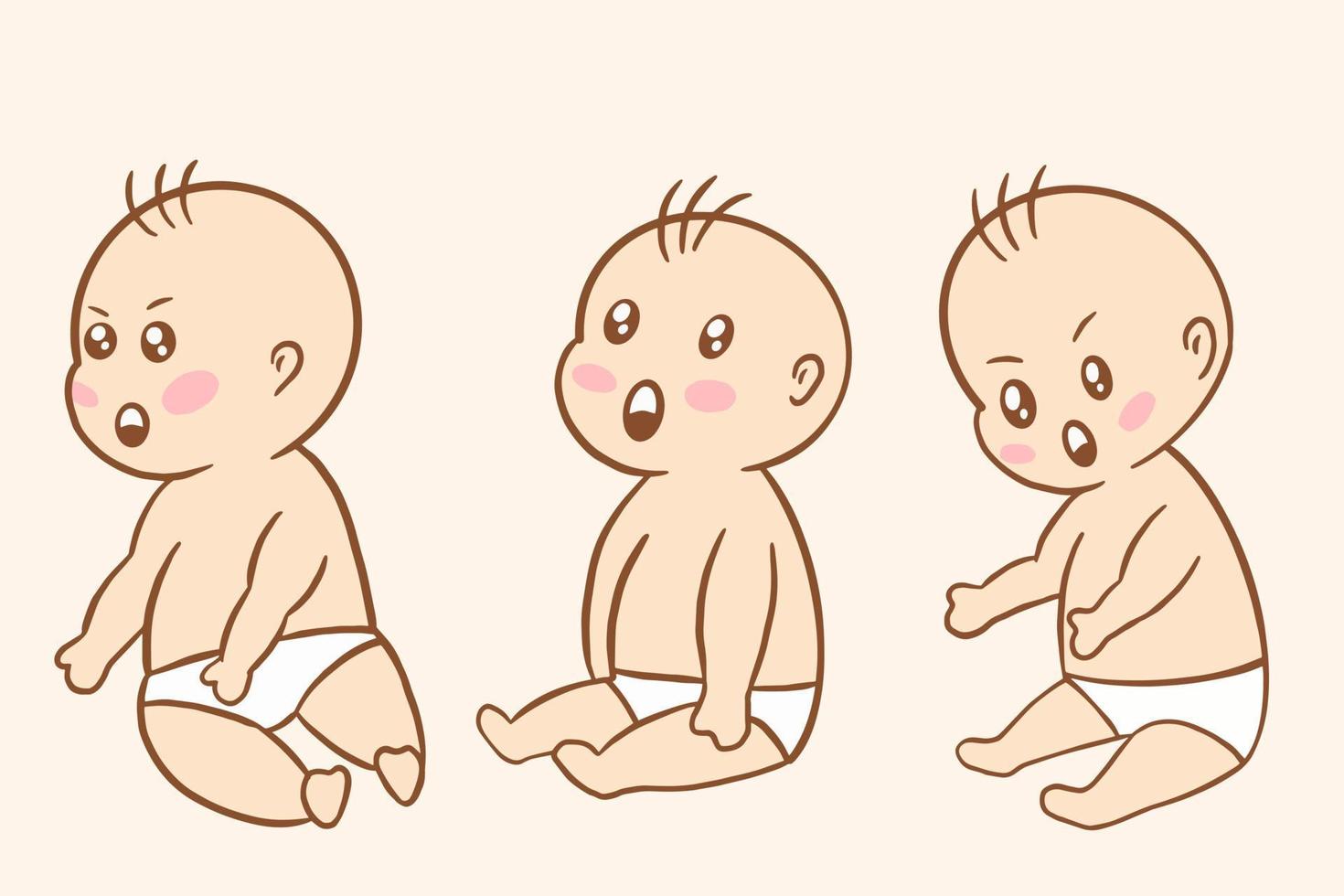 Set Cute Baby Babies Boy Cartoon Flat collection illustration vector