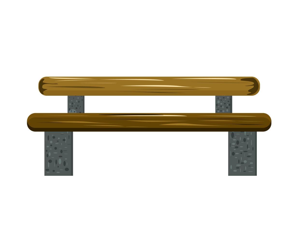 A garden or park bench with a wooden seat. vector