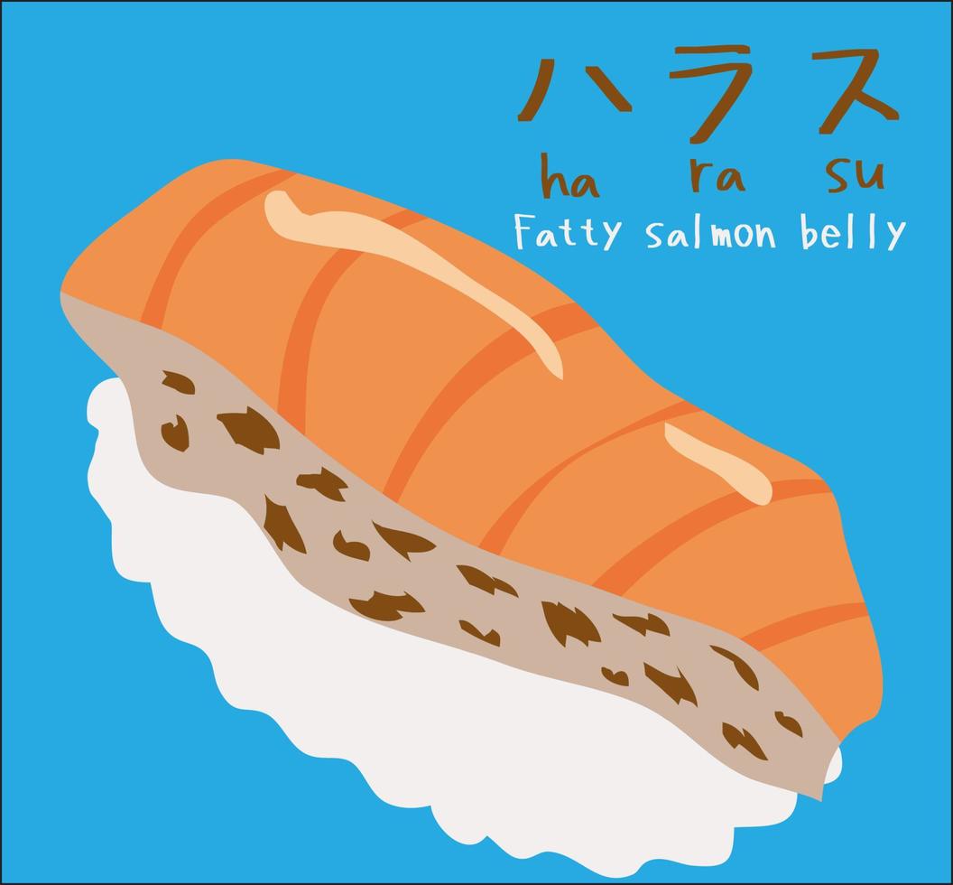 Fatty salmon belly sushi vector