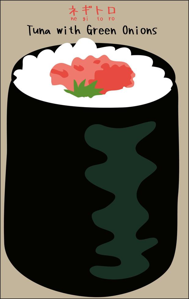 Negitoro sushi roll vector