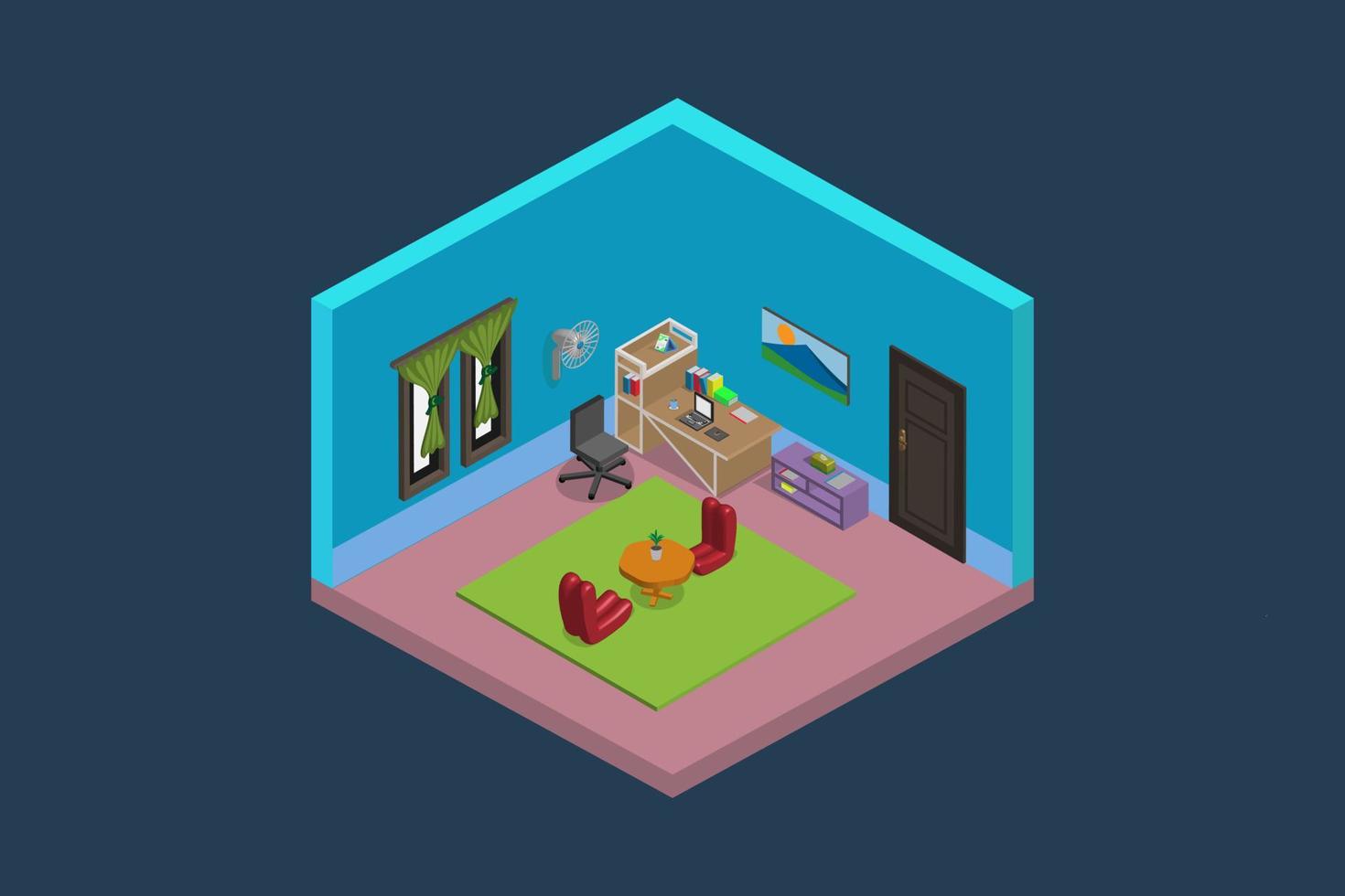 Isometric room 3d design vector