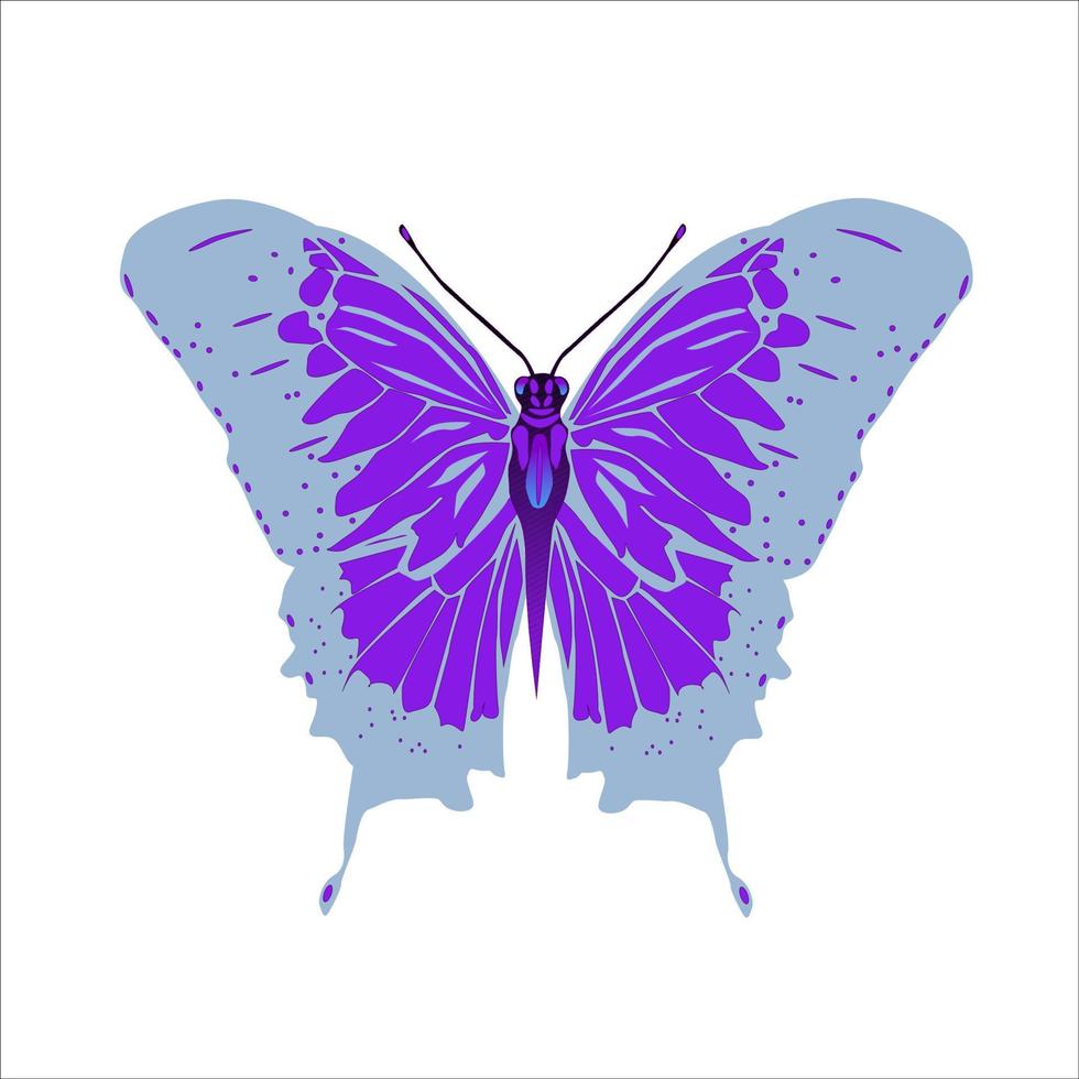 mariposa de color azul pálido con manchas moradas. vector