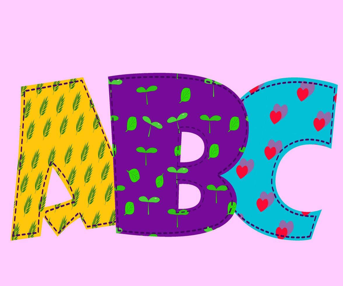 letras abc en el estilo patchwork. vector