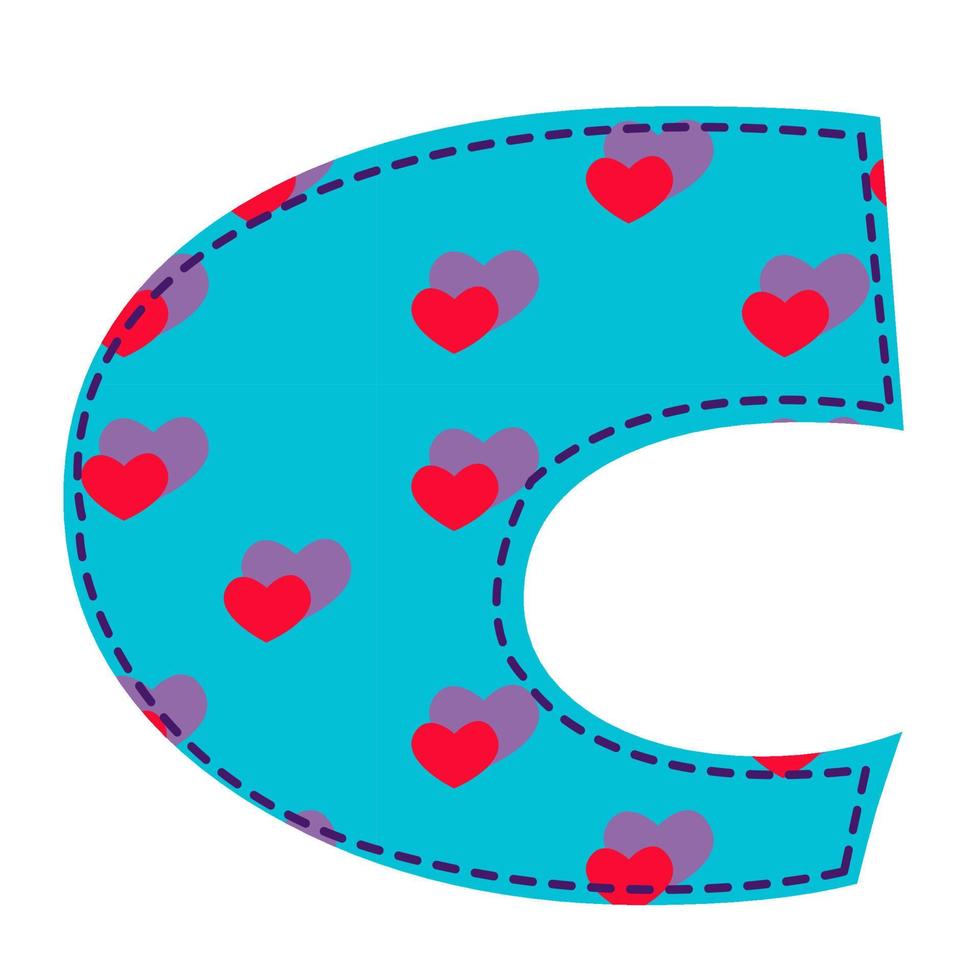 Illustration of a capital letter c in the patchwork style. vector