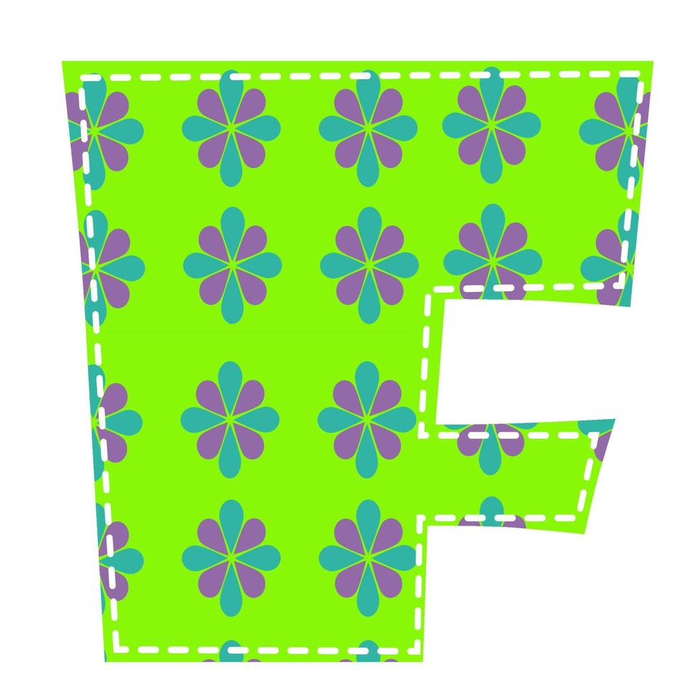 ilustración de una letra mayúscula f en el estilo patchwork. vector