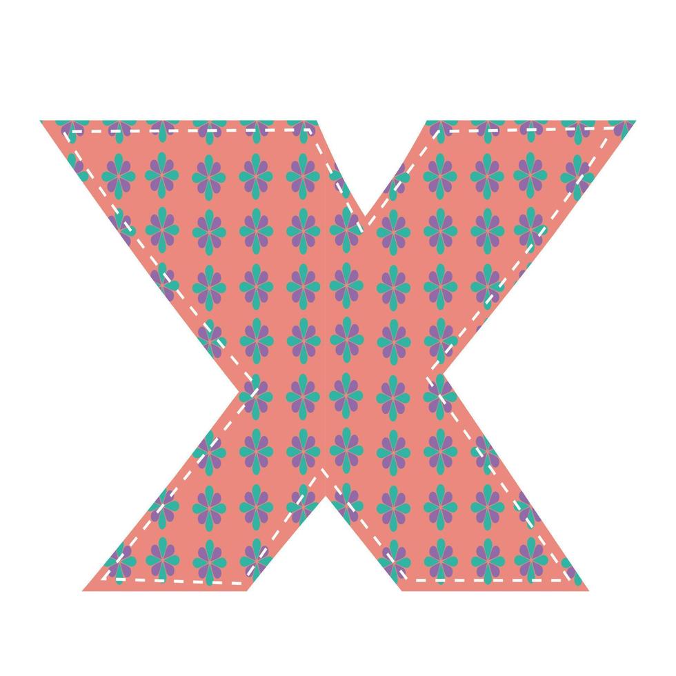 Illustration of a capital letter x in the patchwork style. vector