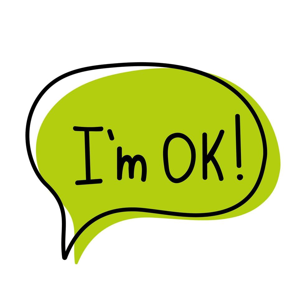 Hand drawn speech bubble with text I am ok. vector