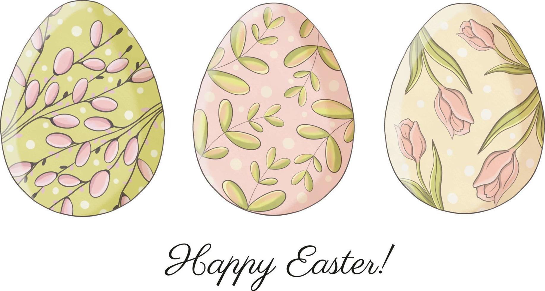 Cute easter eggs illustration vector