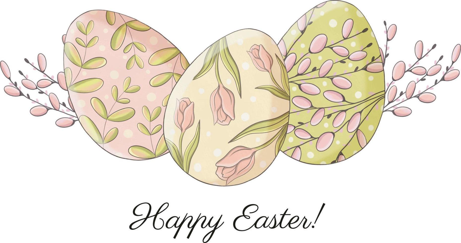 Cute easter eggs illustration vector