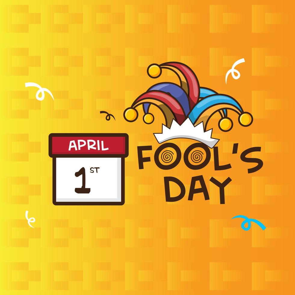 Celebration april fools day with doodle style. april fools day background with calender and hat vector illustration