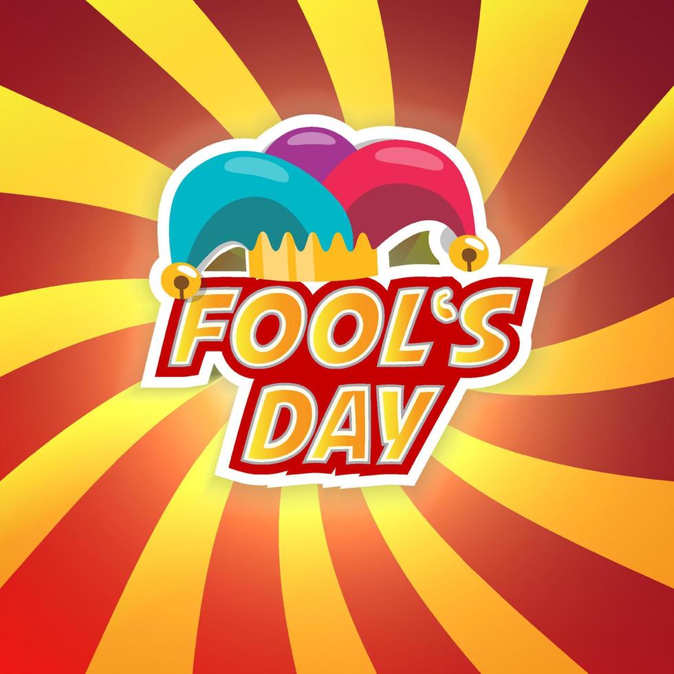 April fools day isolated on sunburst background. Happy april fools day design. April mop vector illustration