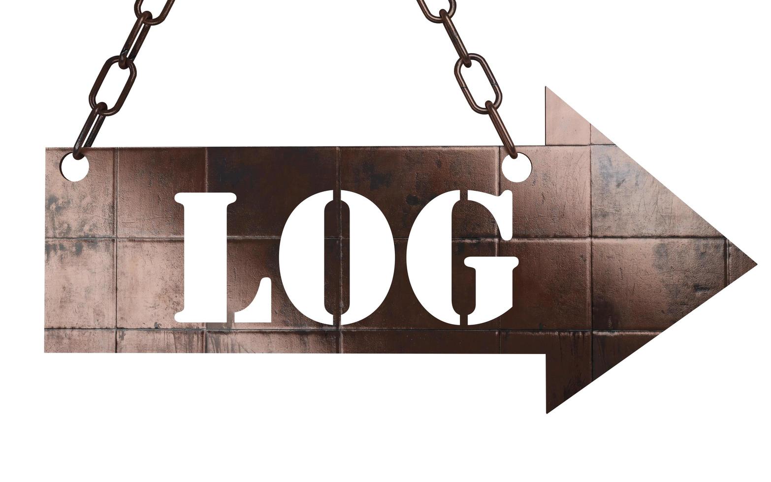 log word on metal pointer photo