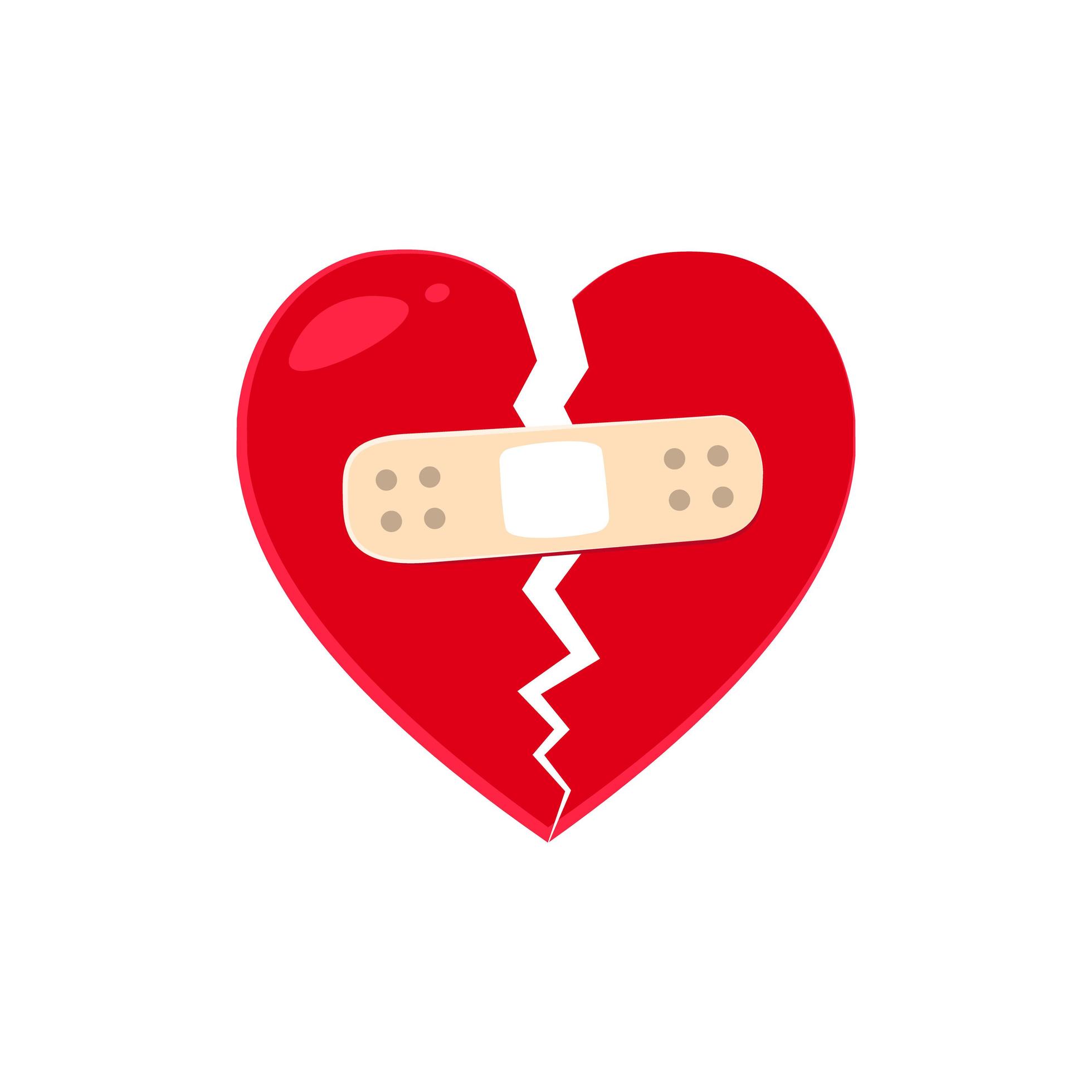 Heart crack fixed with bandage vector 6008816 Vector Art at Vecteezy