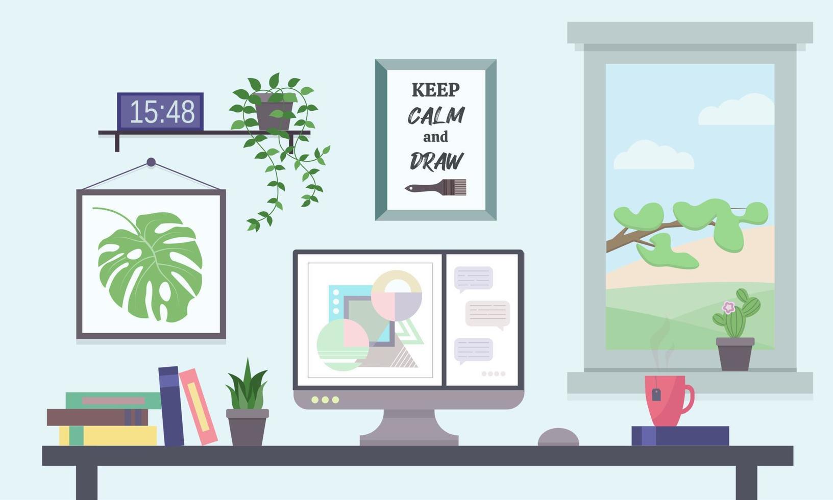 The workplace of a designer or freelancer vector