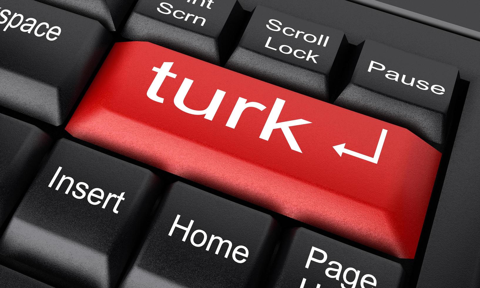 palabra turca en el botón rojo del teclado foto