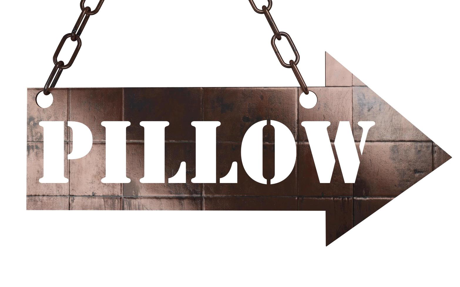 pillow word on metal pointer photo