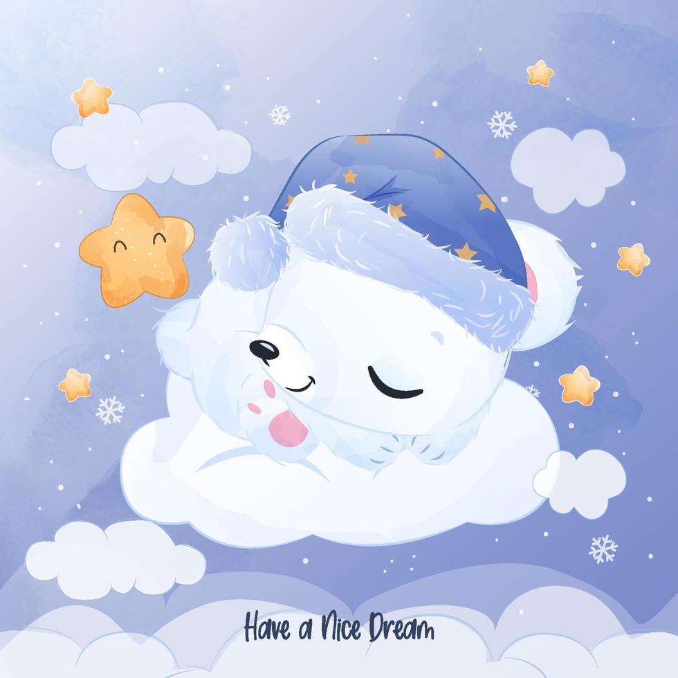 polar bear sleeping illustration vector