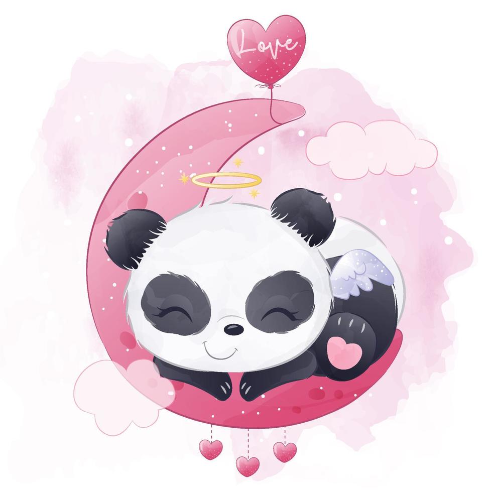 panda en ilustración acuarela vector