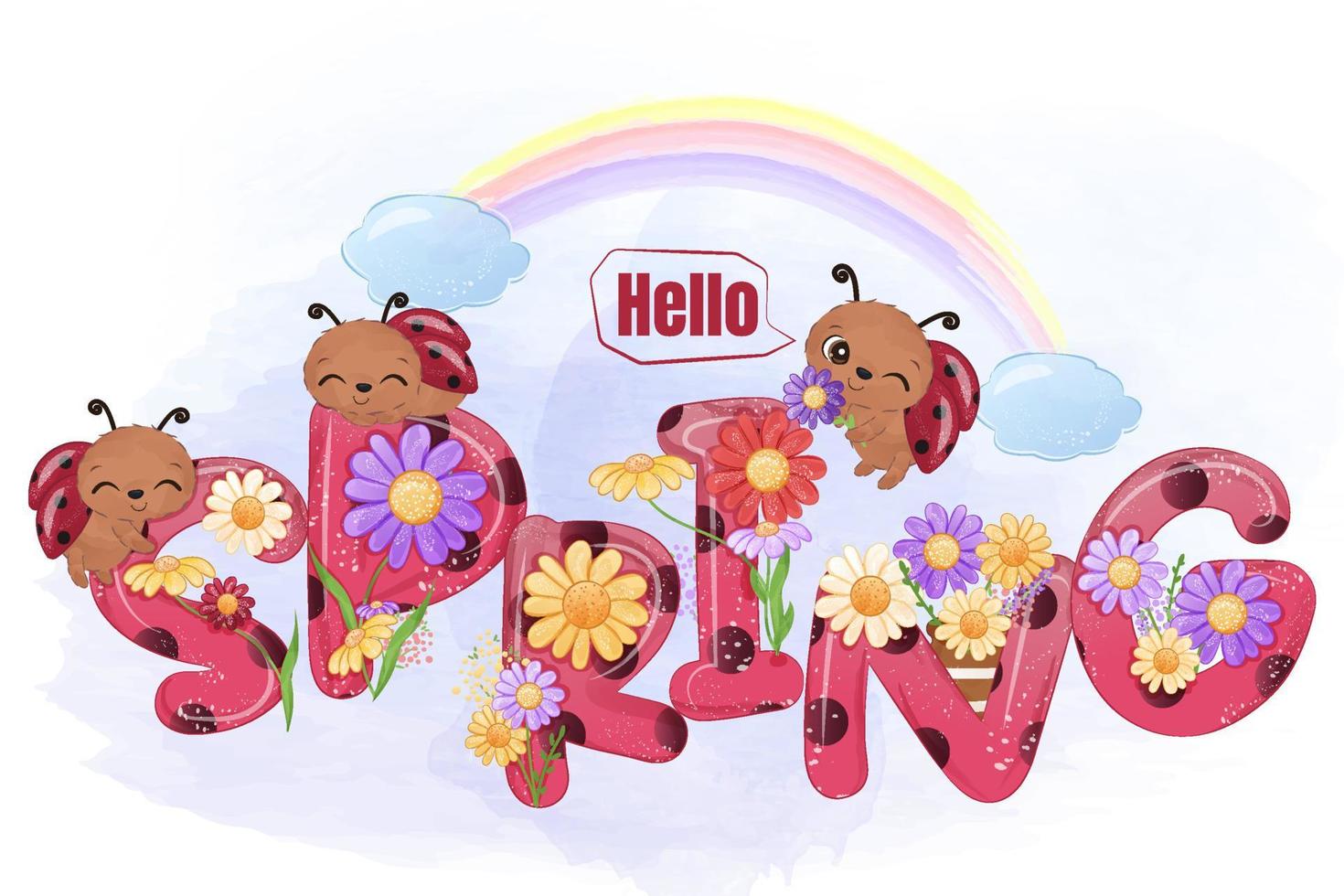 lady bugs illustration for spring vector