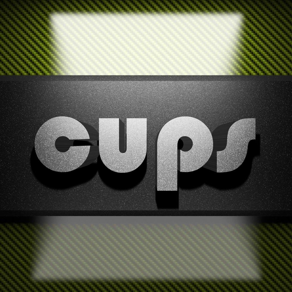 cups word of iron on carbon photo