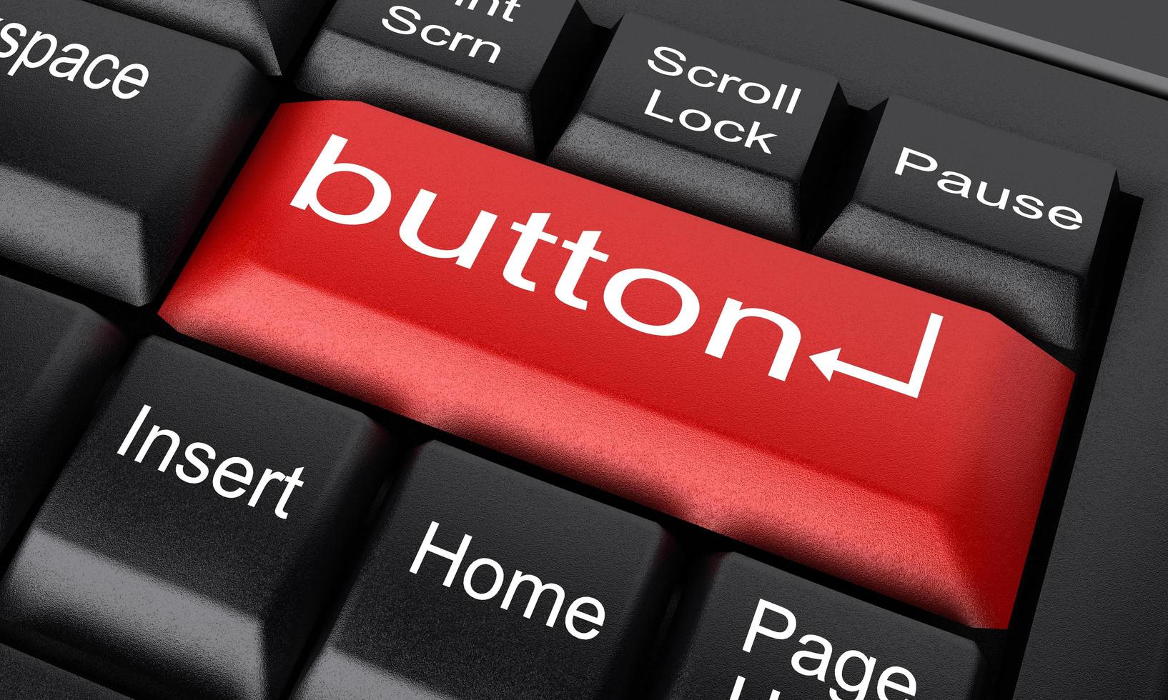 palabra de botón en el botón rojo del teclado foto