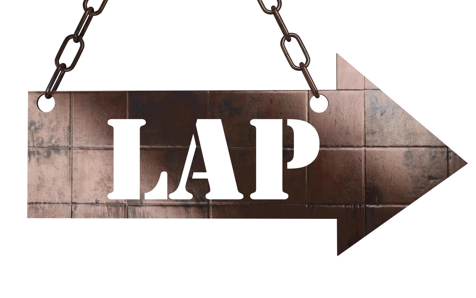 lap word on metal pointer photo