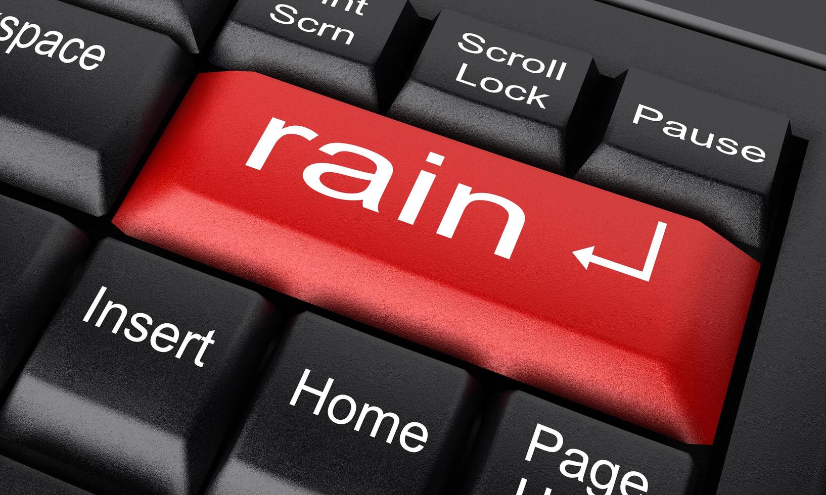 rain word on red keyboard button photo