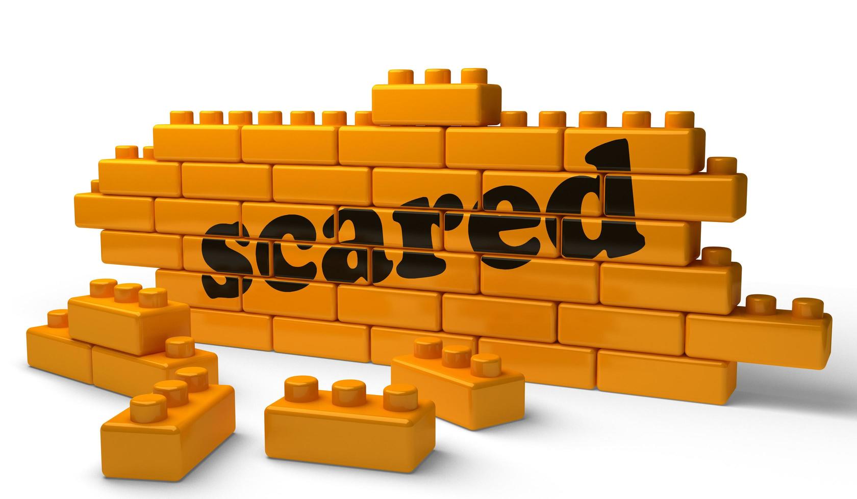 scared word on yellow brick wall photo