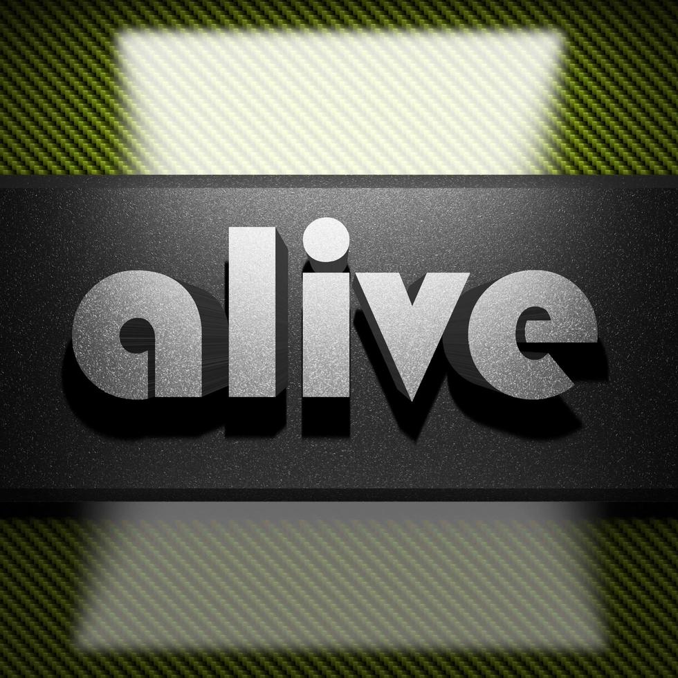 alive word of iron on carbon photo