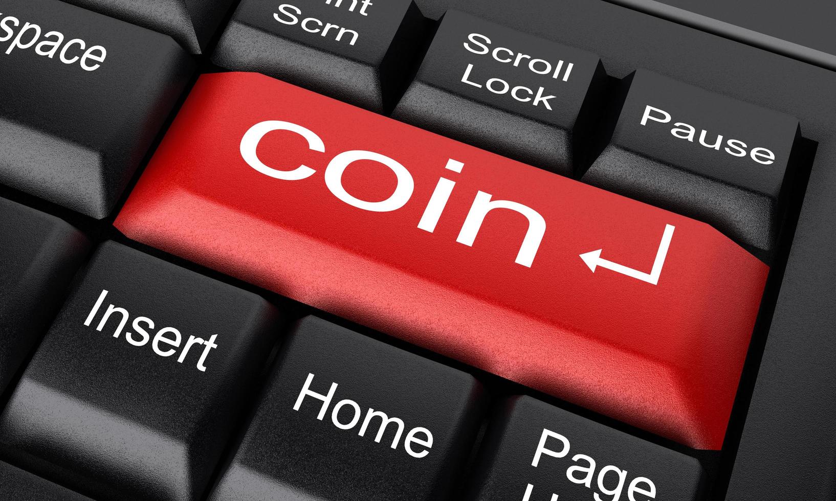 coin word on red keyboard button photo