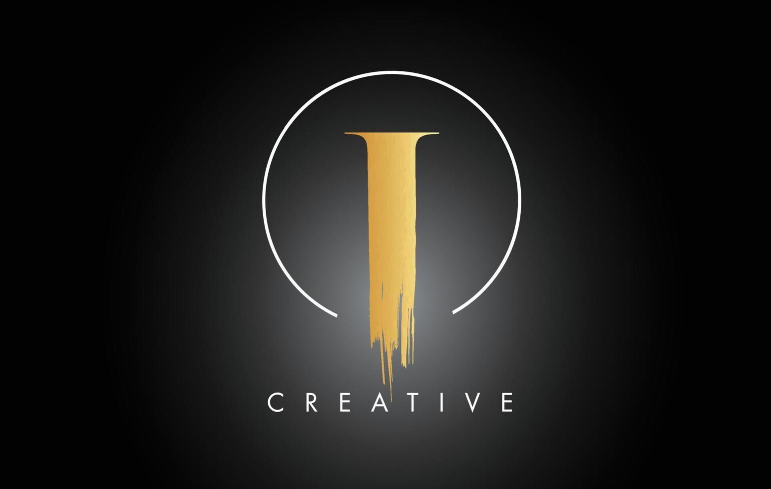 Golden I Brush Stroke Letter Logo Design. Black Paint Logo Leters Icon. vector