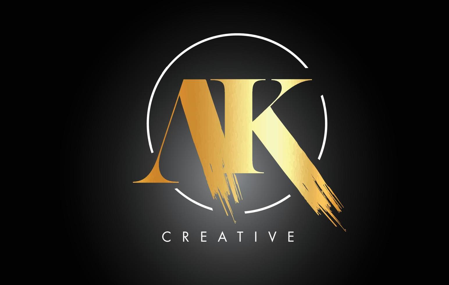 Golden AK Brush Stroke Letter Logo Design. Black Paint Logo Leters ...