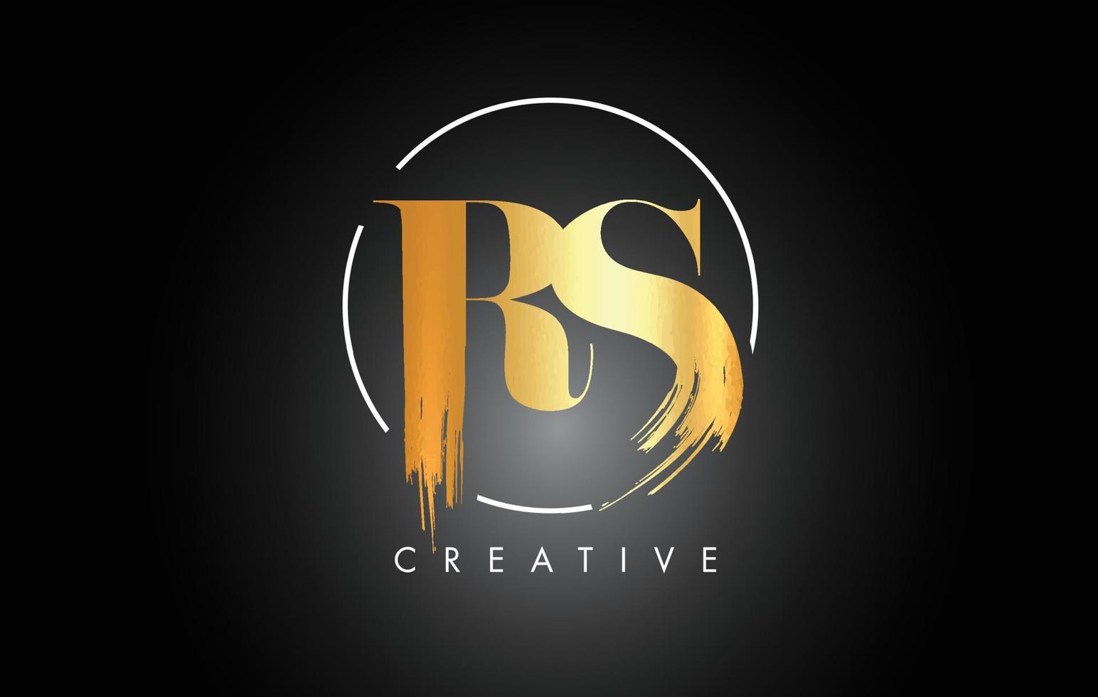 Golden RS Brush Stroke Letter Logo Design. Black Paint Logo Leters Icon. vector