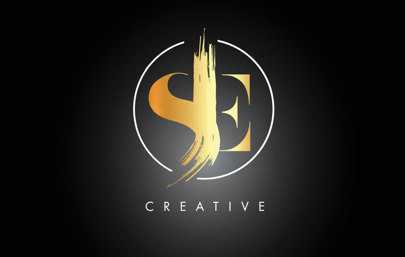 Golden SE Brush Stroke Letter Logo Design. Black Paint Logo Leters Icon. vector