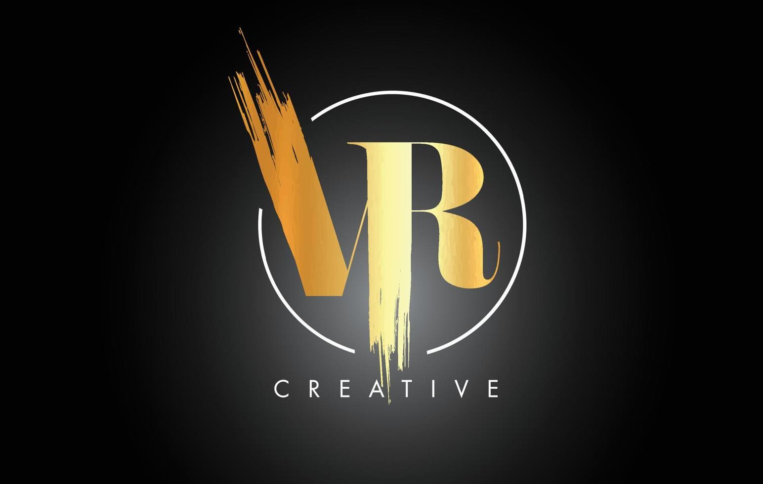 diseño de logotipo de letra de trazo de pincel dorado vr. icono de letras del logotipo de pintura negra. vector