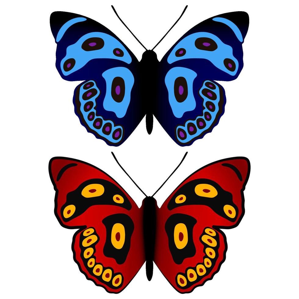 conjunto de vectores de mariposas pequeñas, dibujo de mariposa, mariposa estética de verano negra y colorida aislada en fondo blanco.