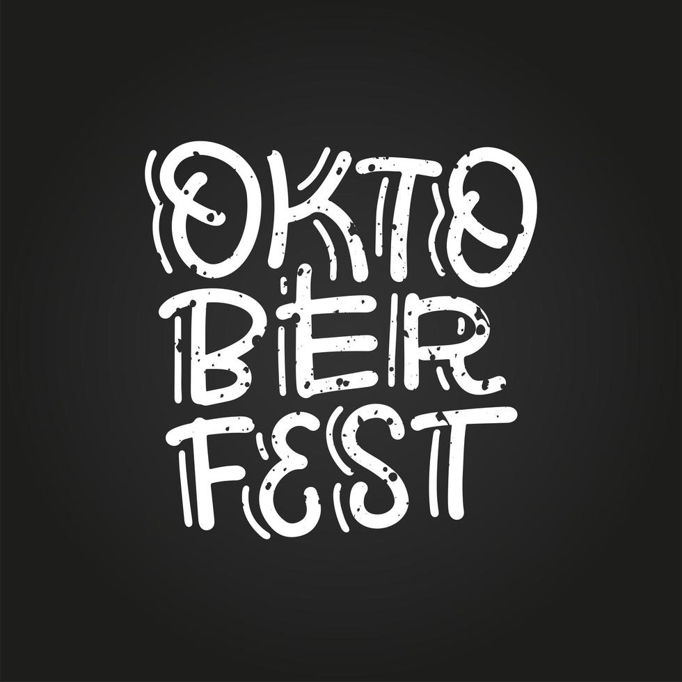 Oktoberfest lettering with trendy square composition on chalkboard background. Vector hand drawn textured illustration for Bavarian beer festival