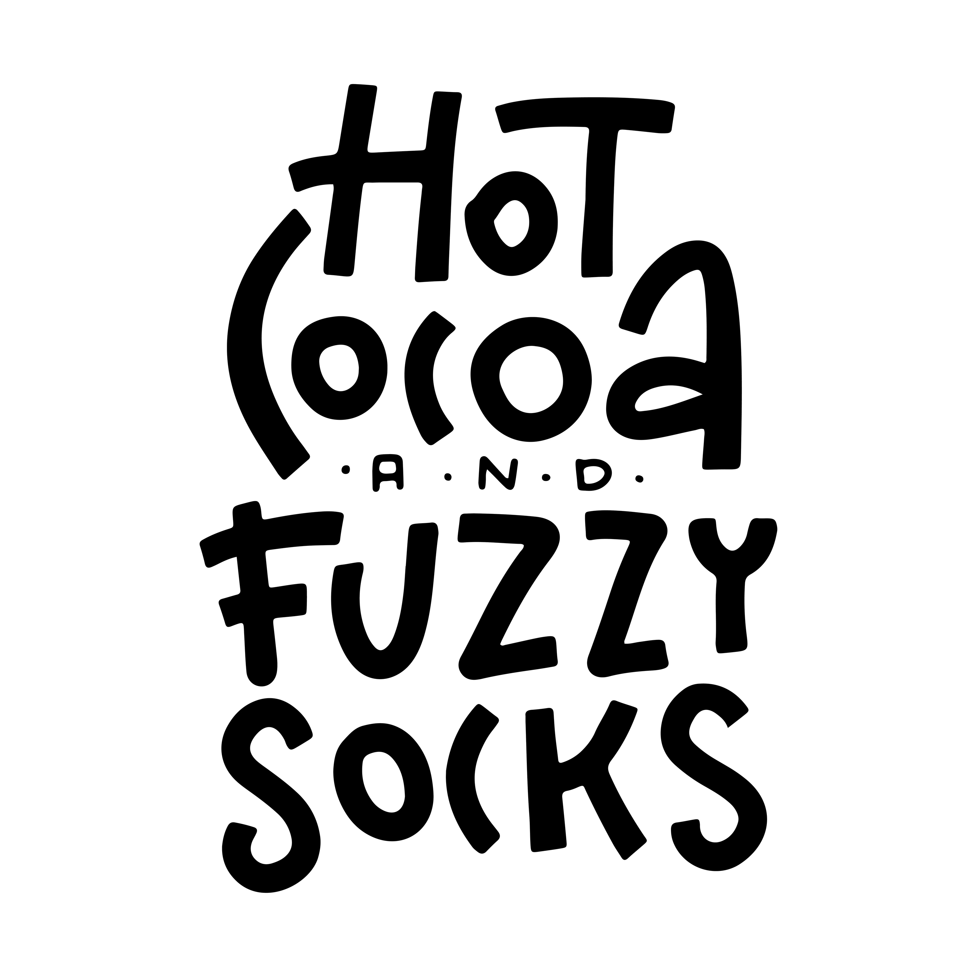 Hot cocoa and fuzzy socks hand written lettering quote. Cozy phrase