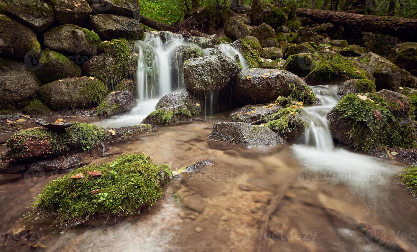 Small waterfall on the river. Forest landscape. photo